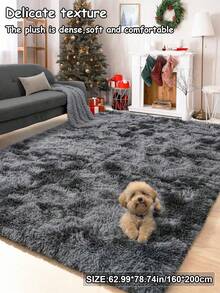 1pc Tie-Dye Dark Gray Living Room & Bedroom Carpet, Soft & Comfortable Long Plush Rug, Modern Minimalist Nordic Style Room Decor, Fluffy Cozy Cream Shag Rug, Autumn/Winter Seasonal Gift, Fuzzy Christmas/Halloween/Valentine's Day Decor, Easy Care Living Room, Sofa, Bedside Carpet - Tie-dye Dark Gray - View 15