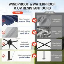 Tienda de campaña para Exteriores con mosquitero, toldo desplegable, Doble ventilación para Techo con Alturas Ajustables, cenador Exterior de 13 x 13 pies para Muebles de Patio y Patio - A - Ver 4