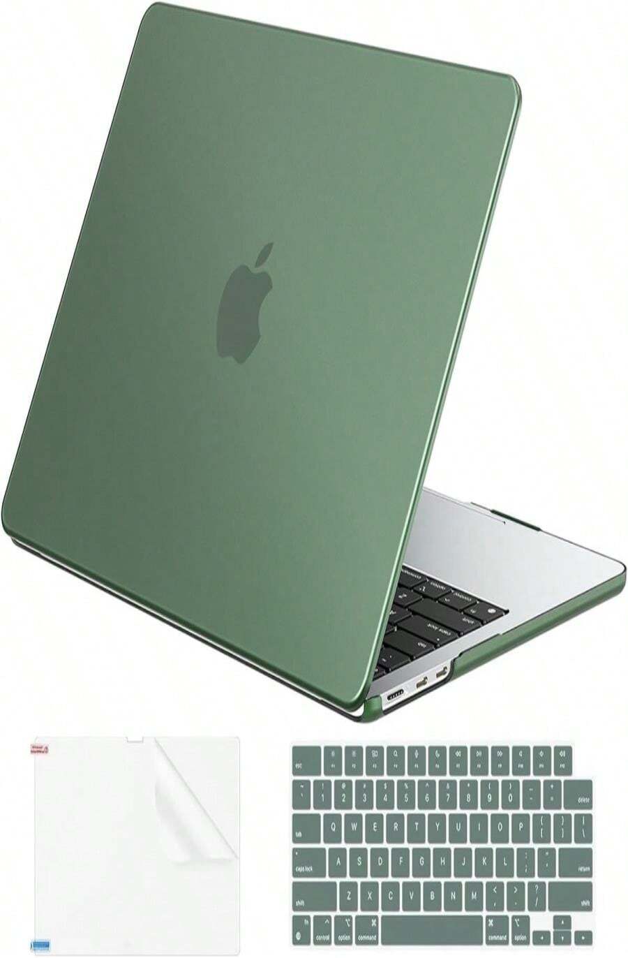 EooCoo Case Compatible With MacBook Air 15 Inch 2026 2025-2023 Release M4 A3241 M3 A3114 M2 A2941 Liquid Retina Display, Plastic Hard Shell Case &Amp; Keyboard Cover &Amp; Screen Protector, Midnight Green - ColorL - 查看 1