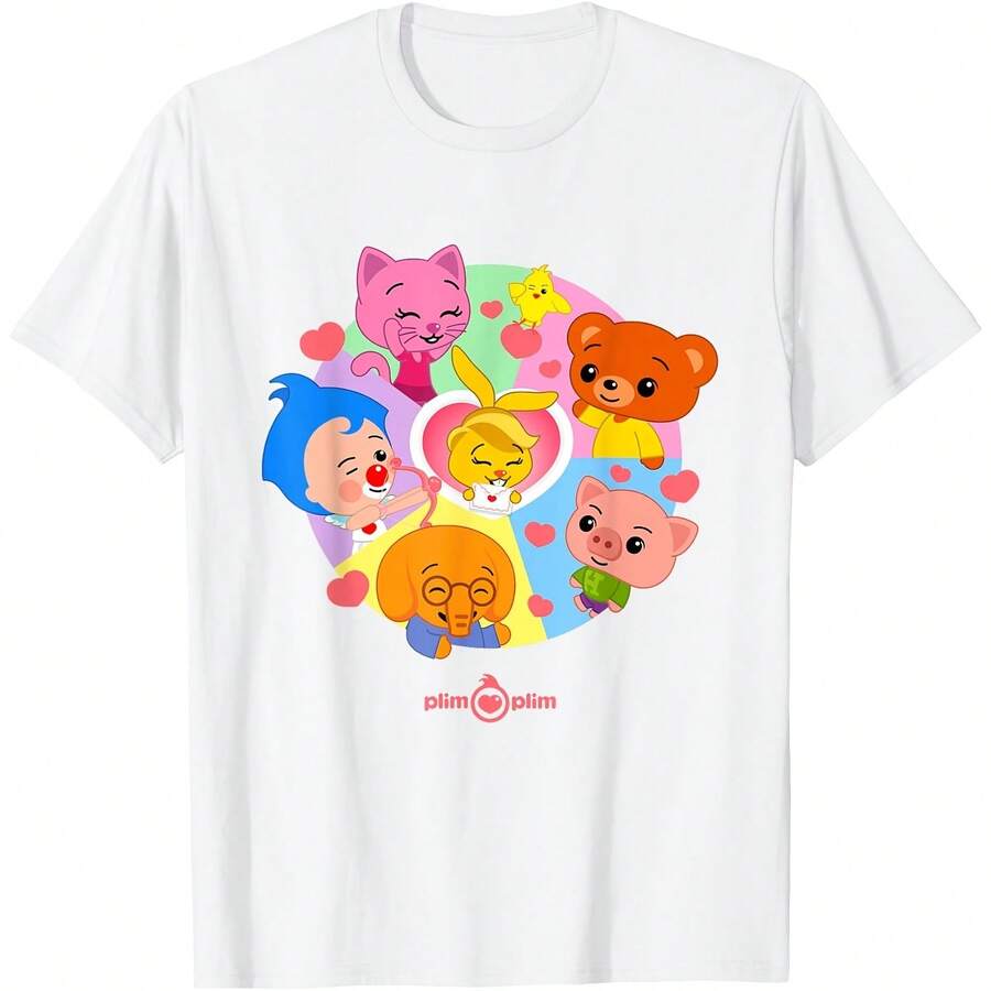 Plim Plim Vaine's Day – Hip And Love T-Shirt All Seasons,220g Pure Cotton Single-Sided Printed Crew Neck Short-Sleeved T-Shirt,Unisex Top,Base Layer - 顏色6 - 查看 1