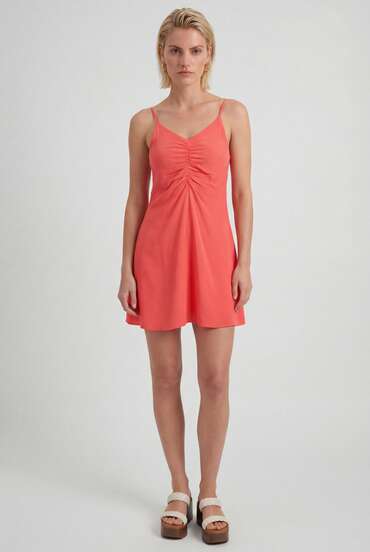 Naf Naf Flared Dress With Straps Robes Courtes Orange PET
