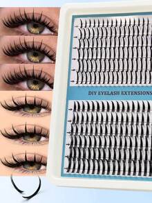 Rikuaild New 240 Pcs D CurI Brown+Black Spiky Fairy Manga Lashes 12-20mm Spiky Lash Extension Soft Wispy Thick Lash Clusters Dramatic Volume Eyelash Fairy Cosplay Suitable For Eid Holiday Party Wedding Bridesmaid Travel Vocation Beach Seaside Makeup - D - View 9
