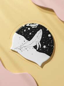 1个印花黑白硅胶泳帽，大号头围，男女通用，长发适用，防水，不束缚头部，时尚泳帽 - 泳帽 - 查看 8