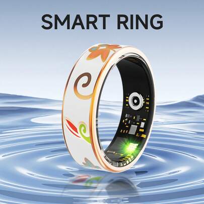 Upgraded Smart Ring, 5ATM Waterproof, Sports Mode, Pedometer, Sleep Monitoring, Phone Control, Exquisite Enamel Exterior, Electroplating Craftsmanship, Men & Women Styles, Gift, Narrow Ring Design