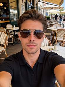 Classic Double-Bridge Water Drop Frame Glasses, Unisex, Thin Temples, Suitable For Outdoor Driving, Self-Driving Travel And Daily Rugged Style Outfits - Multicolor - View 7