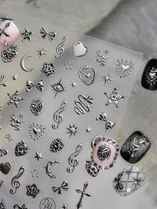 1pc 5D Metal Nail Stickers, Dark Nail Stickers, Gothic Strawberry Nail Stickers, Stickers, DIY Nail Accessories - Multicolor - View 1