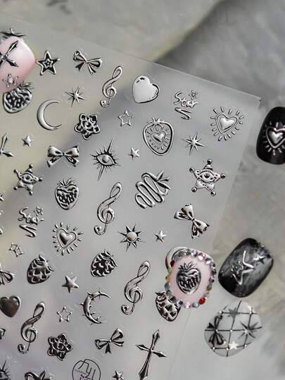 1pc 5D Metal Nail Stickers, Dark Nail Stickers, Gothic Strawberry Nail Stickers, Stickers, DIY Nail Accessories Nail Supplies
