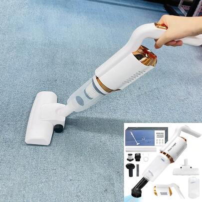 Aspiradora portátil de vacío recargable, con cabezal desmontable, para limpieza de pelaje de mascotas, alfombras y suelos duros. Ideal para aspirar sin agacharse, limpiar pisos y uso en hogares, oficinas o tareas domésticas. Aspiradora manual de 600 W, potente aspirador de aspersor, limpia alfombras ligera y sin cable. Aspiradora portátil gris para automóviles domésticos, modelo blanco.