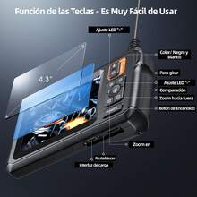 Cámara Endoscopio 8mm 1080p Boroscopio Industrial 4.3in 5m Con 8 Led Para Comprobar Tuberías De Alcantarillado Y Automotriz - Negro - Ver 3