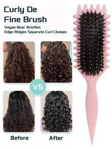 卷发梳，造型梳 - 防静电尼龙梳，适用于卷发，抚平毛躁，打造自然卷度，减少毛躁和分叉，男女皆宜 - 彩色 - 查看 3