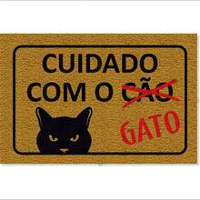 TAPETE CAPACHO DECORATIVO CUIDADO COM O GATO - Tamanho Único - Visão 5