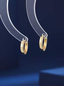 6pcs/Set New Creative Minimalist Fashion Copper Inlaid Zirconia Earring Set, Fashionable Lightweight Luxury Elegant Versatile Small Hoop Earrings, Classic Jewelry Accessories - Earring Set - View 5