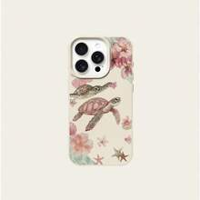 1pc TPU Material Fresh Floral Sea Turtle Ocean Pattern Phone Case Compatible With IPhone 17 Pro Max/17/16 Pro Max/15/13/12/11, S20 FE/A15/S24/A55, Compatible With Redmi Note 11/12/13 Pro, Full Coverage Anti-Drop Soft Protective Phone Cover,International Version, Not The Domestic Version - White - View 5