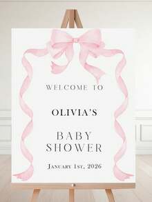 1 bảng chào mừng tiệc mừng em bé theo yêu cầu, bảng chào mừng cá nhân hóa với tên và thông tin bữa tiệc tùy chỉnh, thiết kế nơ màu hồng nhạt vẽ màu nước, có nhiều kích cỡ, vật trang trí tiệc thiết yếu cho mọi buổi lễ ấm cúng. - Nhiều màu - Xem 8