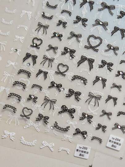 1pc 5D Exquisite And Cute Black Bow Nail Stickers Japanese Macaron Small Ribbon Self Adhesive Nail Stickers DIY Nail Decoration