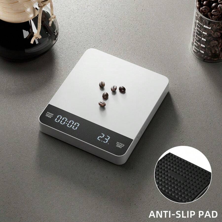 3kg/0.1g Electronic Coffee Scale With Timer Function, Auto Timing, Tare & Unit Conversion, Backlit LCD Display, Non-Slip Pad For Manual Brewing, Battery Powered (Batteries Not Included) - Multicolor - View 1