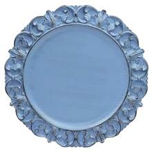 13\ Antique Blue Charger Plates, Set Of 6 Plastic Textured Chargers For Dinner Plates With Embossed Rim, Table Décor, Party, Wedding, Holiday - FD04BL - View 8