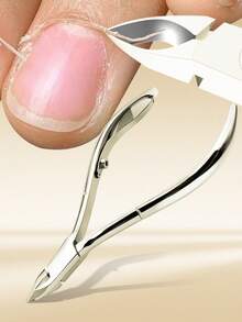 ANDVICTORY 1pc Stainless Steel Cuticle Nipper, Professional Nail Cuticle Trimmer With Non-Slip Silicone Handle, Manicure Tool For Nail Care And Cuticle Removal - Multicolor - View 1