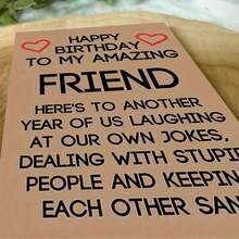 1pc Best Friend Birthday Card, Humorous Greeting Card For Friend's Birthday, Friendship Card, Best Friend Birthday Gift,Christmas - Red - View 6