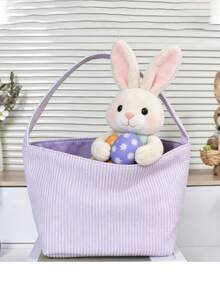 条纹复活节篮子手提袋 - 大容量帆布手提袋，母亲节礼物袋，春季庆祝活动和日常使用 - 可重复使用，轻便耐用，是携带礼物、复活节、母亲节、婚礼和海滩旅行的理想之选 - 提供薄荷绿、薰衣草紫、阳光黄、腮红粉和天蓝等颜色，是春夏季节庆活动的必备单品。 - 多色 - 查看 7