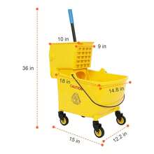 Heavy Duty Mop And Bucket Set35-Quart Commercial Mop Bucket With Wringer & Rollers - Heavy Duty Janitorial Mop Set, Easy-Squeeze Mechanism For Efficient Floor Cleaning In Schools, Offices & Hospitals (Yellow, 1 Bucket + 1 Mop) - A - 查看 3