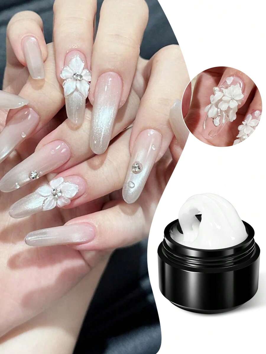 BORN PRETTY 15ml Milky White 3D Sculpting Non Stick Hand Extension Gel Nail Polish Soak Off UV LED Gel Clear Flowerd Carving Shaping Design - Multicolor - View 1