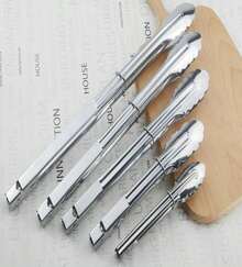HINMAY Stainless Steel Utility Food Tongs Set Kitchen Metal Tongs For Cooking Grilling Barbecue BBQ And Serving Salad (9 12 Inch 4 Pieces) - MàuD - Xem 5