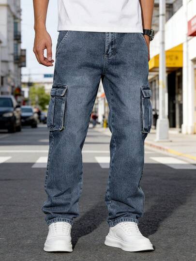 Homme Pantalones vaqueros cargo casuales para hombres, minimalistas y de moda para uso diario