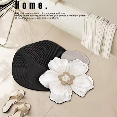 Thảm trải sàn 2D hình bướm và hoa làm từ đất sét nung, hình dạng bất thường, dễ vệ sinh và không để lại dấu vết, thích hợp cho lối vào phòng tắm, nhà vệ sinh, tiền sảnh, dưới bồn rửa, trang trí nhà cửa, thảm trải sàn, thảm phòng ngủ, có thể giặt được.