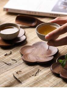 1/2/3/4件装木质隔热杯垫，防烫圆形碗垫，茶杯咖啡杯垫，茶壶隔热垫 - 彩色 - 查看 4