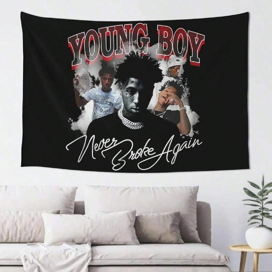 Never Broke Again Tapestry - Designed By Hip-Hop Artists With Signatures And Photos, Suitable Hip-Hop Enthusiast.Jpg - White - View 1