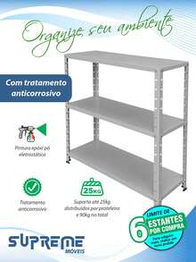 3 Adjustable Steel Shelves 25x77cm 25kg Multipurpose Shelf Various Colors - 黑色 - 查看 3