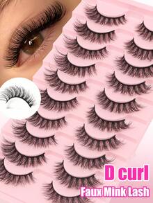 10 Pairs Thick 3D Multi-Layer DD Curly Russian Volume False Eyelashes, High Curl Degree, Dense & Bold Whole Piece Eyelash Extensions - russian strip lashes - View 2