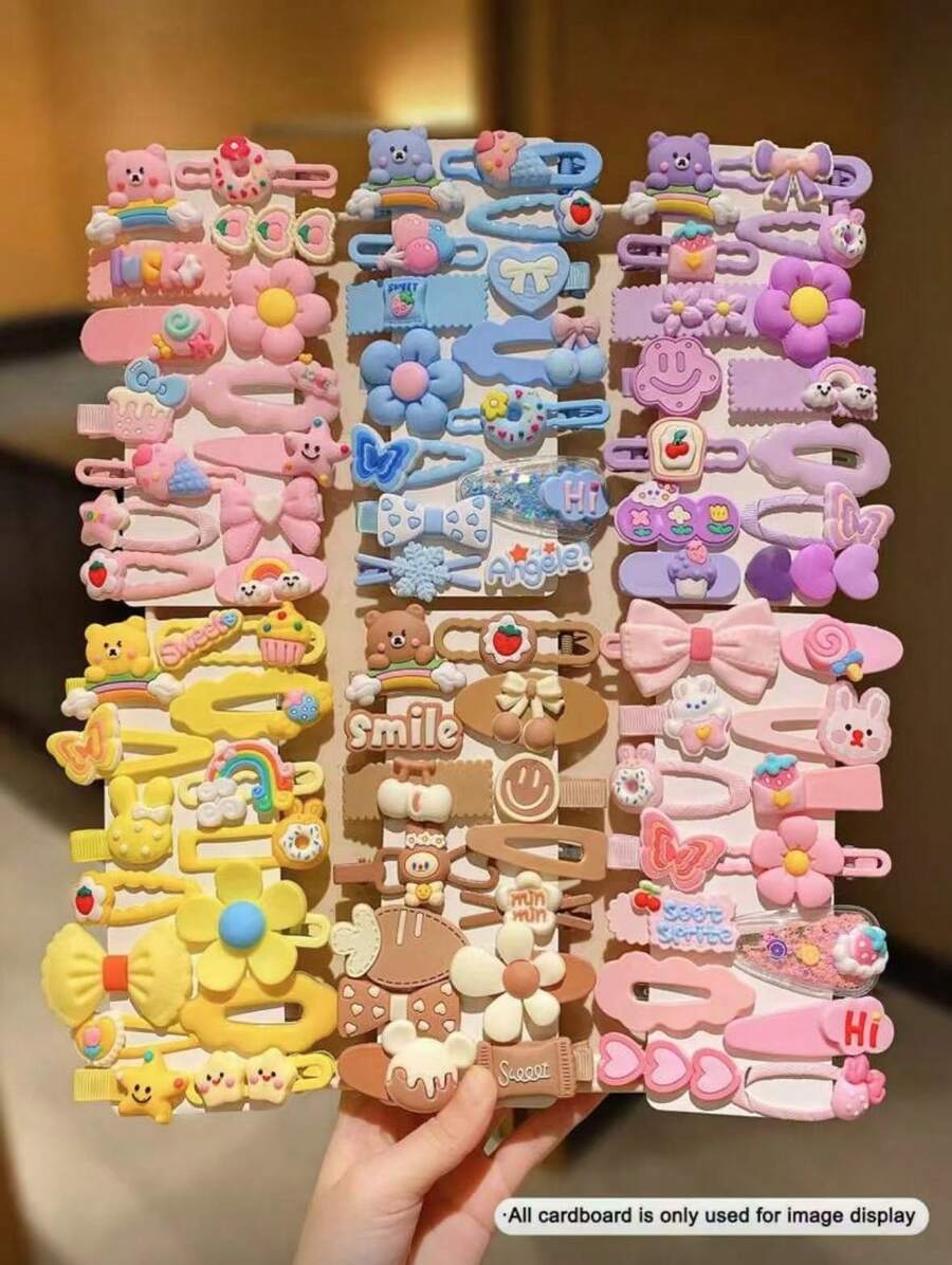 14/28/42 Pieces Cute Multicolored Hair Clips And Hair Accessories For Girls - Roxo - Xem 1