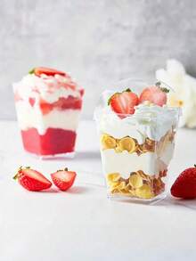 10/50/100 件套装，容量 2/4/5 盎司（60/120/150 毫升）迷你塑料甜点杯、冰淇淋杯、小型透明香蕉布丁杯，适用于开胃菜、试吃、生日、婚礼和派对，也可作为圣诞礼物。 - 透明 - 查看 3