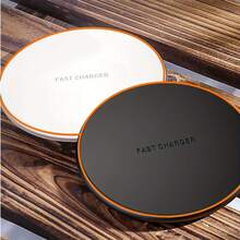 Cargador inalámbrico circular ultra delgado de 15W de alta calidad con borde naranja, compatible con iPhone 17/16/15/14/13/12 Pro/XS Max/Mini/X/XR y carga inalámbrica rápida inductiva. También compatible con Samsung. Regalo del Día de San Valentín. - Negro - Ver 9