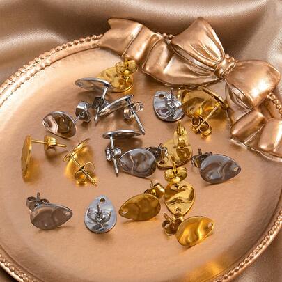 10 Stücke Edelstahl Wassertropfen-förmige Ohrringe Basis mit Aufhängelöchern, geeignet für DIY Anhänger Ohrringe Herstellung