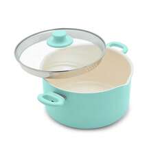 6QT Nonstick Stockpot With Straining Lid, Soft Grip, Ceramic, Pour Spout, Multipurpose CooFKing Pot, Sauces & Soups, Milk Pan, Stay-Cool Handles, Dishwasher & Oven, Turquoise - Turquoise - 查看 1