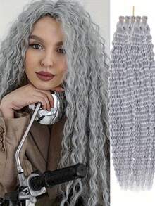 Peluca de ganchillo de onda profunda de 30 pulgadas, extensiones de cabello rizado sintético de ganchillo largas - Multicolor - Ver 48