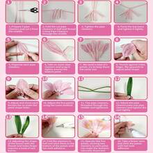 393 情人节毛根花艺套装，手工制作，包含特制毛根花茎、200 根毛根、10 根绿色花茎、1 卷胶带、约 150 颗珠光黄色花蕊、约 30 颗珍珠、1 条丝带、1 张贺卡，母亲节礼物 - 393pcs Set - 查看 12