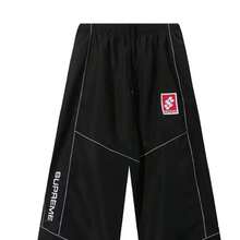 Supreme Reflective Piping Tracksuit Pullover  And Trackpants | Unisex 2-Piece Reflective Piping Tracksuit Set Half-Zip Pullover Hooded Jacket And Matching Track Pants Lightweight Windbreaker Techwear Outfit Reflective Stripe Sportswear Set | For Men And Women Streetwear Fashion Available In Black, Blue And Red - 黑色褲子 - 查看 2