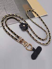 Long Floral Leather Lanyard Strap, Sturdy Camera Neck Strap, Crossbody Phone Holder, Anti-Lost Outdoor Accessory - Multicolor - View 4