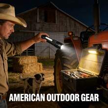 Ultra-Bright Rechargeable LED Flashlight, LED+COB Torch, FREE, Zoomable Floodlight - USB Rechargeable, With Battery, For Camping, Fishing, Hunting, Adventure Emergencies, Perfect For Father' Day Gifts, Holiday Emergencies Lighting - Đèn pin LED sạc siêu sáng - Xem 4