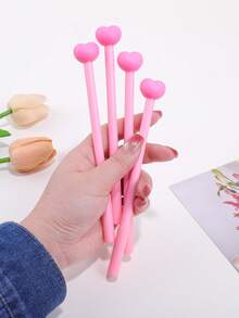 4支装心形圆珠笔，粉色凝胶墨水笔，书写流畅，办公用品及学习必备，送礼佳品，时尚便携桌面配件 - 套裝 - 查看 6