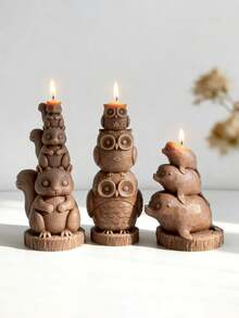 Reusable Owl Shaped Silicone Mold, Suitable For Handmade Candle, Soap Making, And Gypsum Crafts - Irregular Claw Shape, Containing Owl, Squirrel, Seal - Style Design, Handmade Soap, Wax, Resin, Clay Themed Mold - Animal Molds - View 3