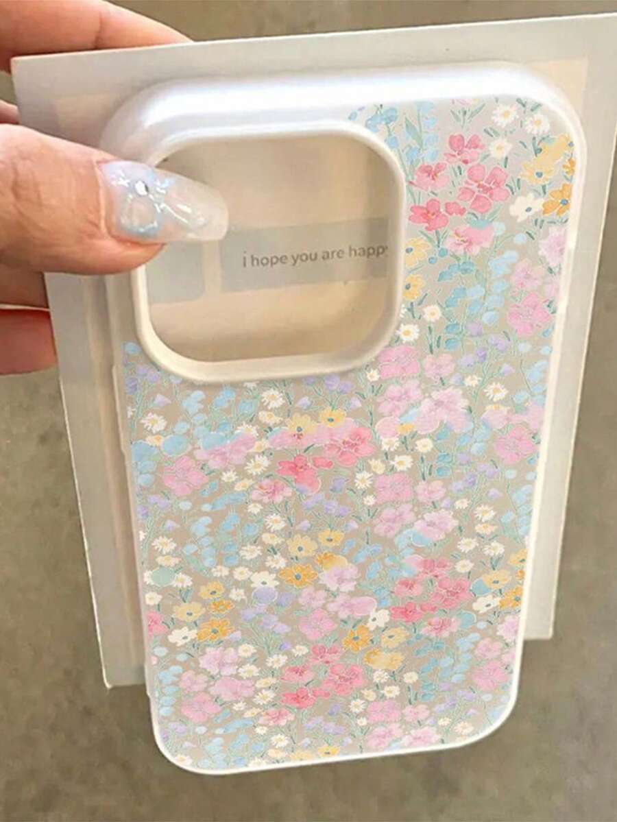 TPU花卉图案防震新款春季花卉图案果冻TPU防震手机壳,兼容苹果17 Pro Max/16 Pro Max/15 Pro Max/17 Pro/11 12 13 14 15 16/12/12 Pro/14 Pro Max/13 Pro Max/16 Pro,果冻TPU手机壳,春季生日礼物 - 白色 - 查看 1