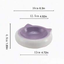 Cat Ear Shaped Ceramic Pet Bowl - Flat Bottom Anti-Spill Creative Food & Water Bowl, Suitable For Cats And Dogs - 100ml - View 2