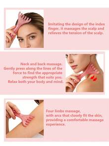 1/2/3/4/5/6件套面部美容按摩工具组合套装，女士面部提拉按摩，刮痧，眼部按摩，头部按摩多功能肌肉放松小工具 - 粉色 - 查看 8