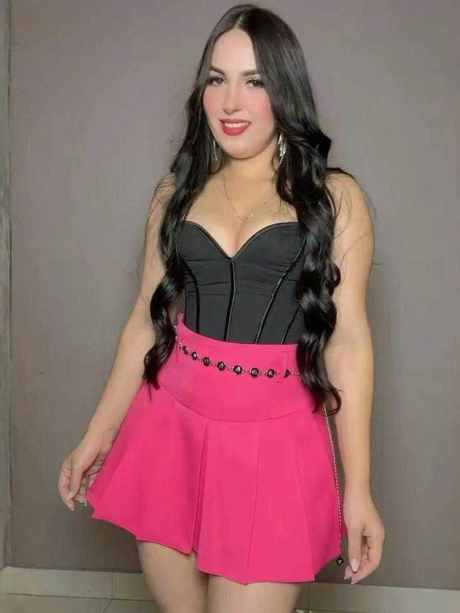 Women's Short Pleated Tailored Skirt With Invisible Side Zipper - Elegant Casual Fashion - Hot Pink - View 1