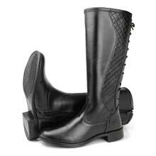 Women's Elegant Riding Boot, High Shaft, Lace-Up, Side Zipper, Soft And Comfortable, New Winter Collection - 黑色 - 查看 4